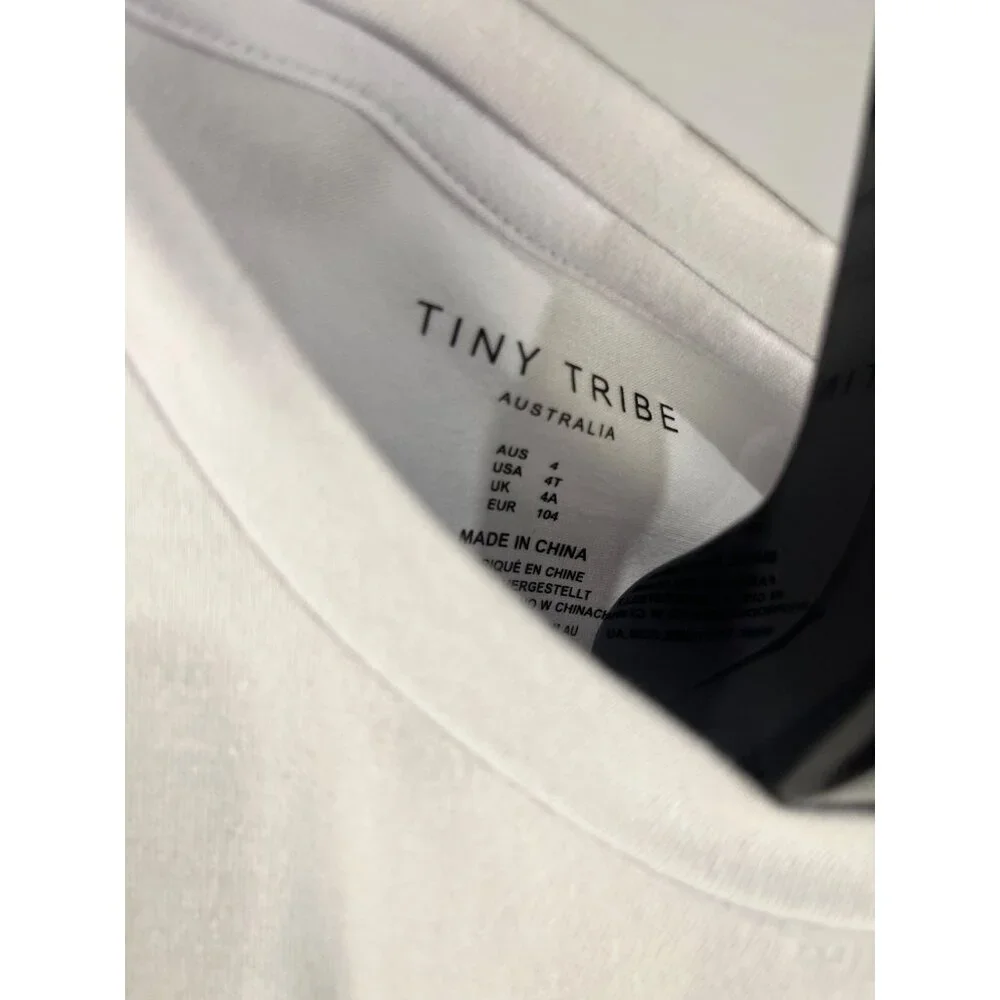 Tiny Tribe Kids White Long Sleeve T-Shirt Size 4T Boys Girls Casual‎ Top